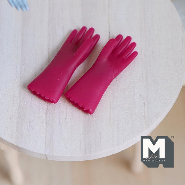 Miniature Dish Washing Glove 1:12 Scale Dollhouse Kitchen Accessories (plastic) (red) - F033