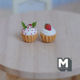 Dollhouse Miniature Cup Cakes Set of 2 , Miniature Dessert Christmas Muffins 7/16 inch dia. - E034