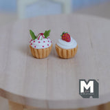 Dollhouse Supplies Miniature Cup Cakes Set of 2 , Miniature Dessert Christmas Muffins 7/16 inch dia. - E034