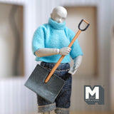 Dollhouse Supplies Miniature Snow Shovel 1:12 Scale Metal Blade Shovel with Wood Handle Snow Pusher 3-1/8 inch long - F076