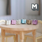 1:12 Scale Miniature Wrapped Gift Boxes, Square Cubes with Ribbons, Set of 6, 3/8 inch cube, DIY Dollhouse Supply (pastel)