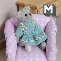 Miniature Plush Bear in One Piece Dress Dollhouse Lady Bear 3-1/8 inch tall (from WMB) - H047