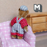 Dollhouse Supplies DIY Miniature Plush Mama Bear with Cap and Overalls 1:12 Scale Bear with Flexible Limbs 2-3/4 inch tall (from WMB) - H047