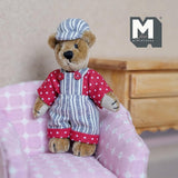 Dollhouse Supplies DIY Miniature Plush Mama Bear with Cap and Overalls 1:12 Scale Bear with Flexible Limbs 2-3/4 inch tall (from WMB) - H047