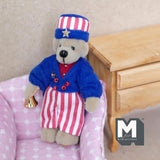 Miniature Dressed Plush Bear with Hat and Bell Dollhouse Bear 3-7/16 inch tall (from WMB) - H047