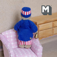 Miniature Dressed Plush Bear with Hat and Bell Dollhouse Bear 3-7/16 inch tall (from WMB) - H047