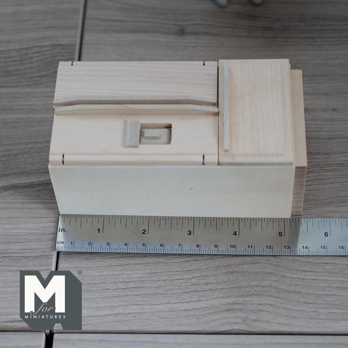 1:12 Scale Miniature Unpainted Modern Refrigerator, 2 Doors and Freezer Drawer, 5-3/8 inch tall, DIY Dollhouse Supply (wood)