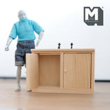 Dollhouse Unpainted Sink Cabinet 1:12 Scale Miniature Kitchen Cabinet with Faucets 3 inch tall (wood) - H013