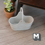 1:12 Scale Miniature Metal Flower Basket with Arched Handle, 1-5/8 inch long, DIY Dollhouse Supply (beige)