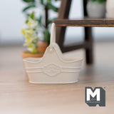 Dollhouse Supplies Fairy Garden Flower Basket 1:12 Scale Miniature Metal Flower Caddy Planter Basket 1-5/8 inch long (beige) - I016
