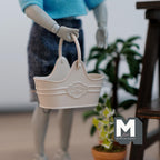 1:12 Scale Miniature Metal Flower Basket with Arched Handle, 1-5/8 inch long, DIY Dollhouse Supply (beige)