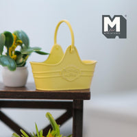 Dollhouse Fairy Garden Flower Basket 1:12 Scale Miniature Metal Flower Caddy Planter Basket 1-5/8 inch long (yellow) - H020