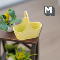 Dollhouse Fairy Garden Flower Basket 1:12 Scale Miniature Metal Flower Caddy Planter Basket 1-5/8 inch long (yellow) - H020