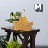 Dollhouse Supplies Fairy Garden Flower Basket 1:12 Scale Miniature Metal Flower Caddy Planter Basket 1-5/8 inch long (orange) - I016