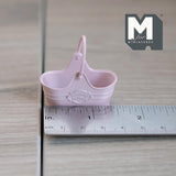 Dollhouse Fairy Garden Flower Basket 1:12 Scale Miniature Metal Flower Caddy Planter Basket 1-5/8 inch long (pink) - H020