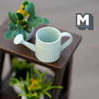 1:12 Scale Miniature Metal Round Watering Can, Ribbed Body, 13/16 inch tall, DIY Dollhouse Supply (light green)