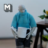 Miniature Metal Watering Pot 1:12 Scale Metal Flower Water Pot 13/16 inch tall (light blue) - B058