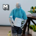 1:12 Scale Miniature Metal Slanted Watering Can, Embossed Pattern, 15/16 inch tall, DIY Dollhouse Supply (light blue)