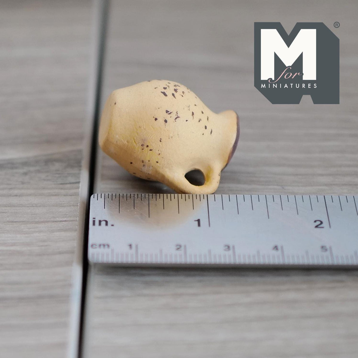 1:12 Scale Miniature Clay Watering Jug with Handle and Spout, 1-3/16 inch tall, DIY Dollhouse Supply (pale yellow)