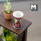1:12 Scale Miniature Ceramic Flower Vase, Red and Black Pattern, Flared Top, 1-1/4 inch tall, DIY Dollhouse Supply