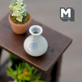 Dollhouse Supplies Miniature Ceramic Pear Shaped Vase 1:12 Scale Flower Vase 1-1/16 inch tall (light gray) - B070