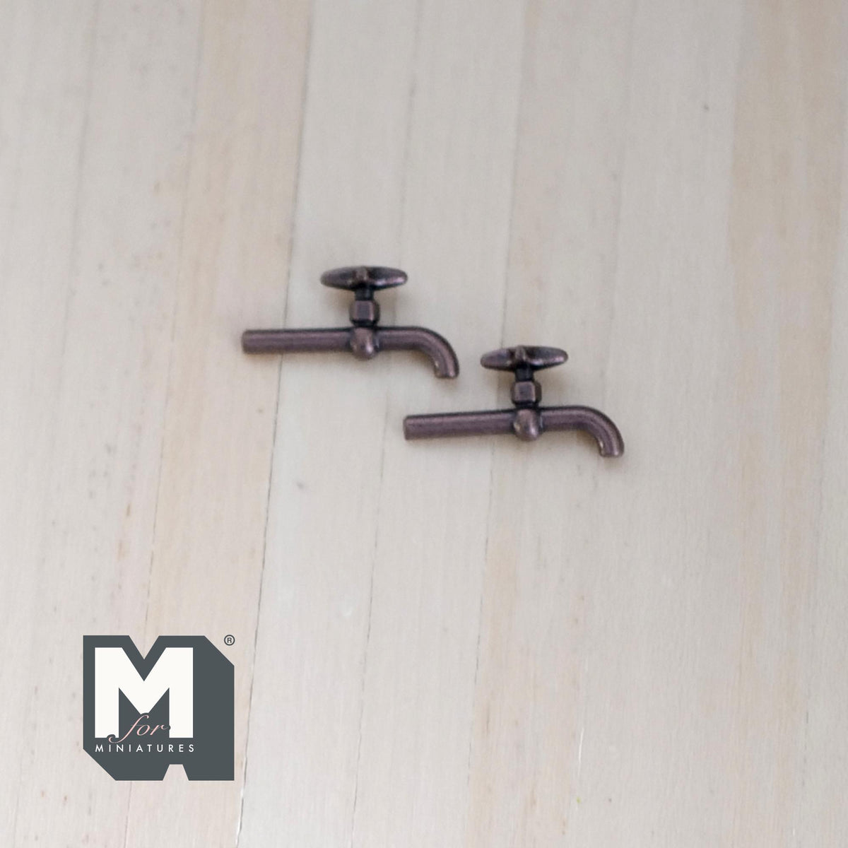 1:12 Scale Miniature Garden Tap Spigot, Wall Mount, Set of 2, 1/2 x 3/8 inch, DIY Dollhouse Supply (bronze)