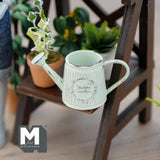 Miniature Rustic Slanted Watering Can 1:12 Scale Dollhouse Garden Metal Flower Water Pot 15/16 inch tall (light green / teal) - B060
