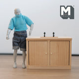 Dollhouse Supplies Unpainted Sink Cabinet 1:12 Scale Miniature Kitchen Cabinet with Faucets 3 inch tall (wood) - H013