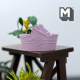 Dollhouse Supplies Fairy Garden Flower Basket 1:12 Scale Miniature Metal Flower Caddy Planter Basket 1-5/8 inch long (purple) - I016