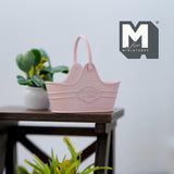 Dollhouse Supplies Fairy Garden Flower Basket 1:12 Scale Miniature Metal Flower Caddy Planter Basket 1-5/8 inch long (pink) - I016