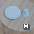 1:12 Scale Miniature Pedestal Cake Stand, Fluted Rim, 11/16 inch tall, DIY Dollhouse Supply (metal) (white)