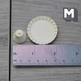 Miniature Pedestal Cake Stand Dollhouse Bakery Food Serving Platter Display Stand 11/16 inch tall (metal) (light yellow) - G021