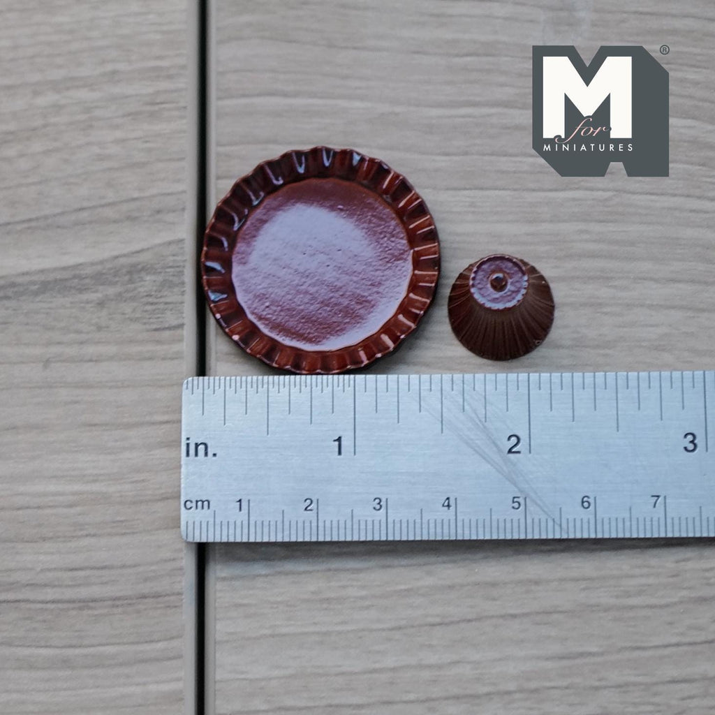 1:12 Scale Miniature Pedestal Cake Stand, 11/16 inch tall, DIY Dollhouse Supply (metal) (brown)