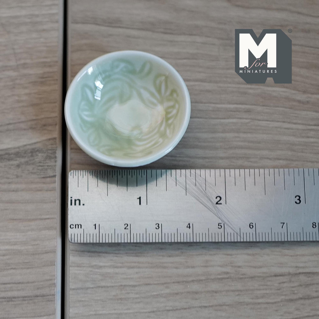 1:12 Scale Miniature Ceramic Fruit Bowl, Large, 1-5/8 inch dia., DIY Dollhouse Supply (light green)