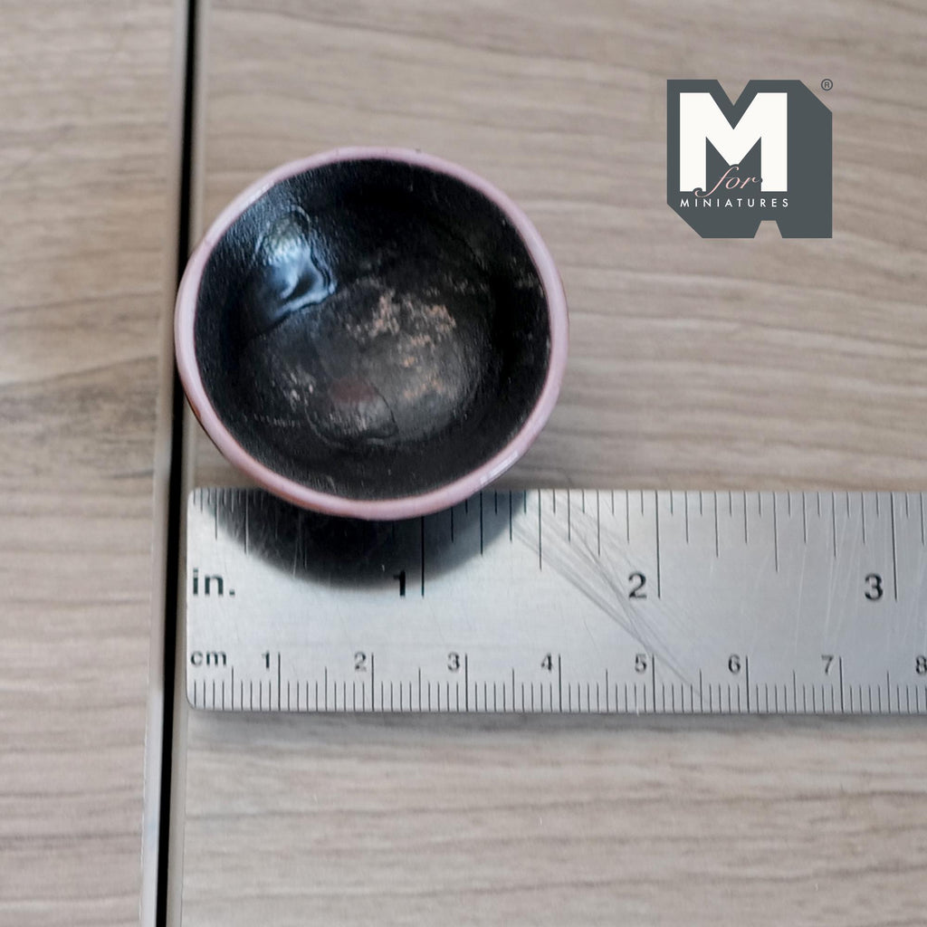 1:12 Scale Miniature Clay Fruit Bowl, Large, 1-5/8 inch dia., DIY Dollhouse Supply (black)