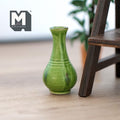 1:12 Scale Miniature Ceramic Pear Shaped Vase, Ribbed Base, 1-13/16 inch tall, DIY Dollhouse Supply (green)