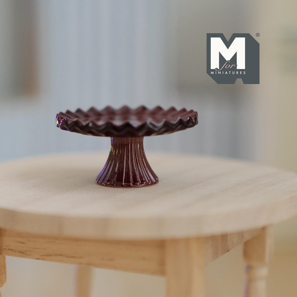 1:12 Scale Miniature Pedestal Cake Stand, 11/16 inch tall, DIY Dollhouse Supply (metal) (brown)