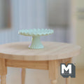 1:12 Scale Miniature Pedestal Cake Stand, Fluted Rim, 11/16 inch tall, DIY Dollhouse Supply (metal) (light green)