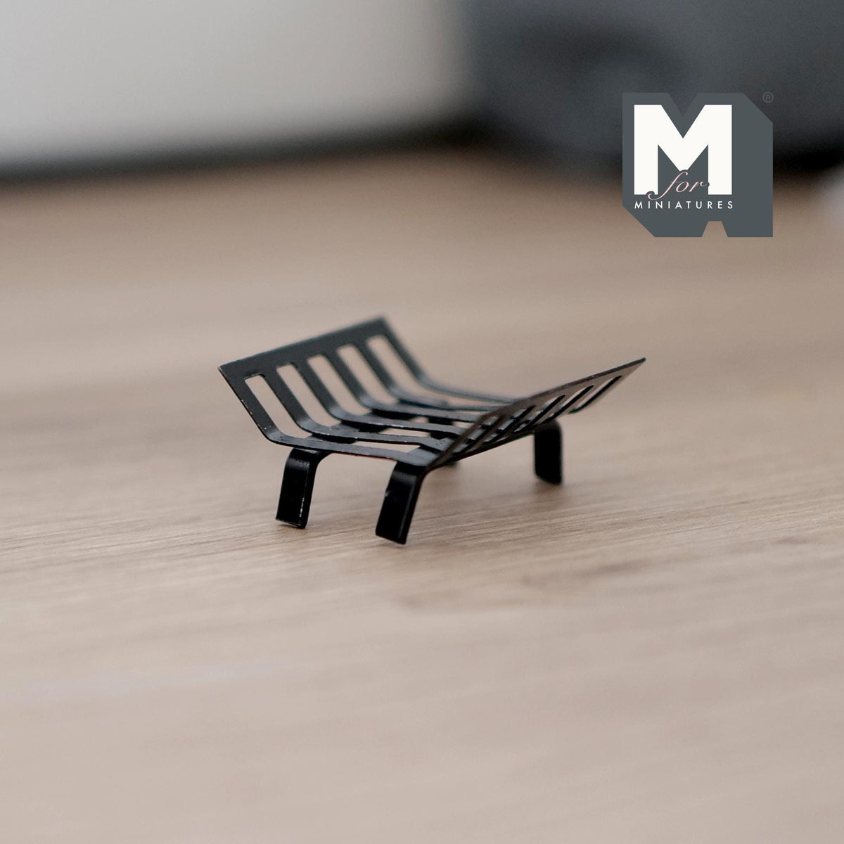 1:12 Scale Miniature Metal Fire Grate, 1-3/16 inch long, DIY Dollhouse Supply (black)