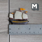 Miniature Sailing Ship 1:12 Scale Dollhouse Decoration Sail Boat 1-13/16 inch long (plastic) (orange) - G070