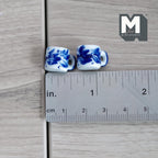 1:12 Scale Miniature Ceramic Coffee Mugs, Set of 2, 1/2 inch tall, DIY Dollhouse Supply (blue floral)