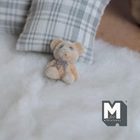 Dollhouse Miniature Bear Cub Doll 3/4 inch tall (flocked skin) (beige) - G022