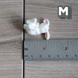 Dollhouse Miniature Bunny Doll Rabbit Doll 1-1/8 inch long (flocked skin) (white) - G022