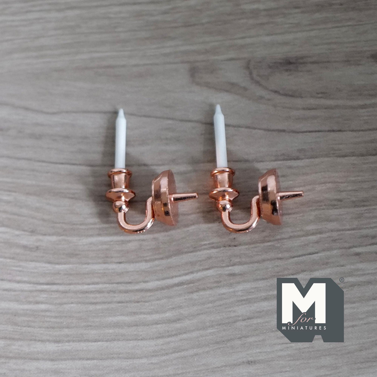 1:12 Scale Miniature Metal Wall Candle Sconces, Set of 2, 1-3/16 inch tall, DIY Dollhouse Supply (champagne)