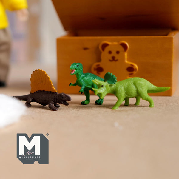 Dollhouse Miniature 1:12 Scale Kid's Dinosaur Toy Set of 3 , 1-9/16 inch long (plastic) - G037