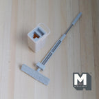 1:12 Scale Miniature Flat Floor Mop and Bucket, Set of 2, 4-1/4 inch long, DIY Dollhouse Supply (light beige gray)
