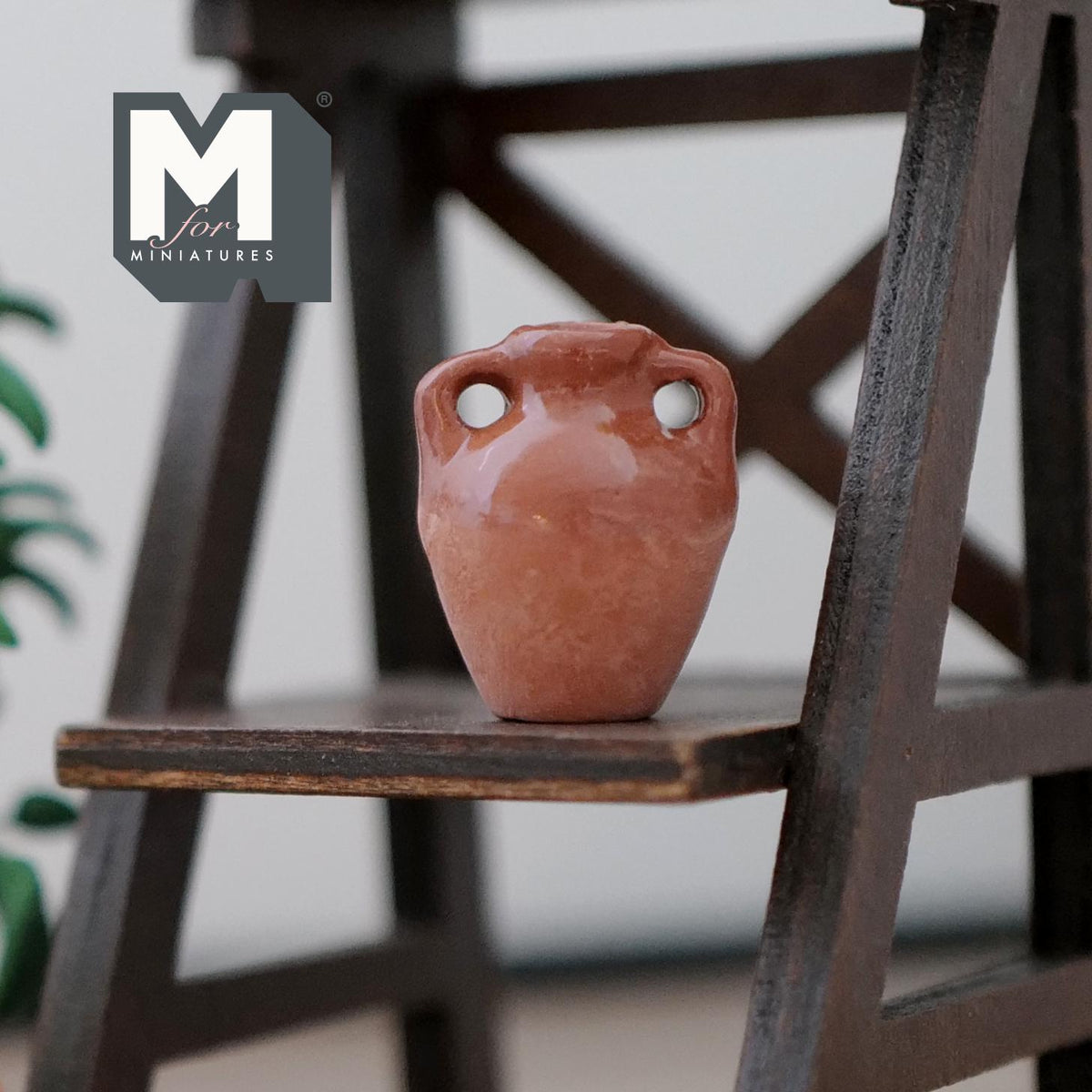 1:12 Scale Miniature Clay Amphora Vase, Plum Shape, Clear Coat Top, 1-1/16 inch tall, DIY Dollhouse Supply