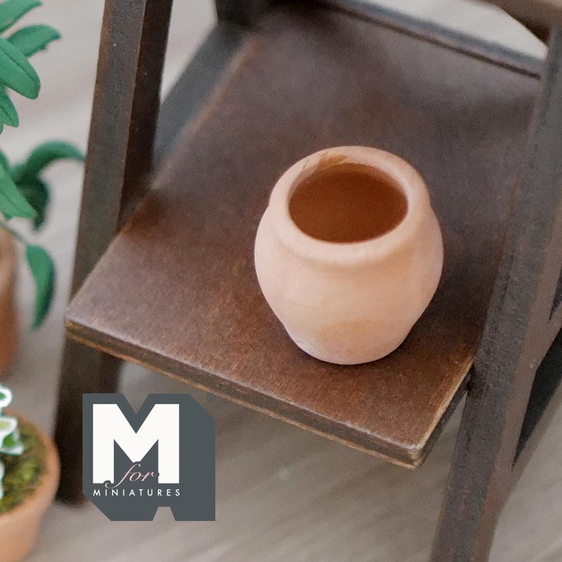 1:12 Scale Miniature Terracotta Clay Planter, Round Belly, 7/8 inch tall, DIY Dollhouse Supply