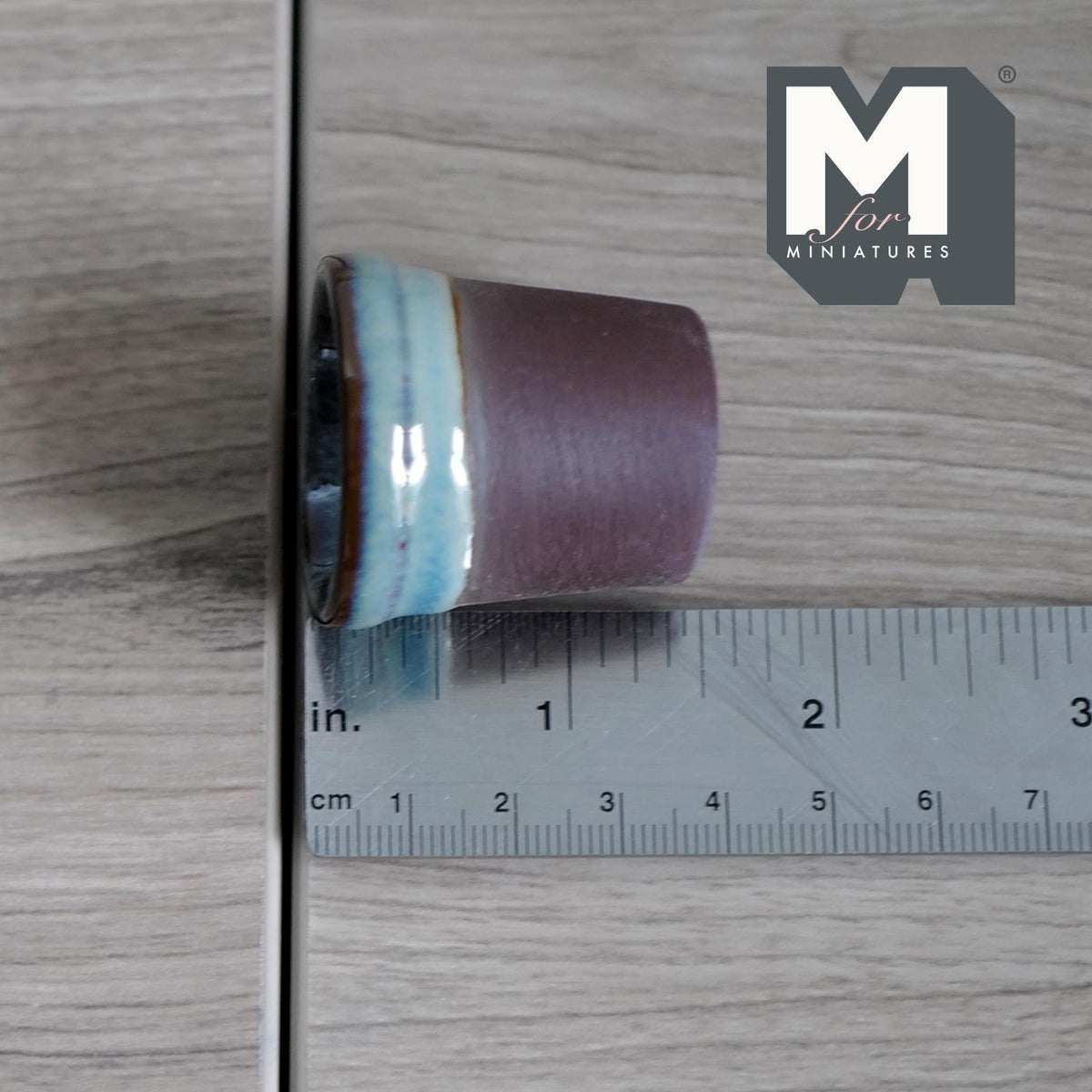 1:12 Scale Miniature Large Clay Tree Planter, Glazed Rim Band, 1-7/16 inch tall, DIY Dollhouse Supply (blue brown)