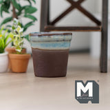 Dollhouse Supplies Large Clay Planter 1:12 Scale Miniature Fairy Garden Tree Pot 1-7/16 inch tall (blue brown) - B078